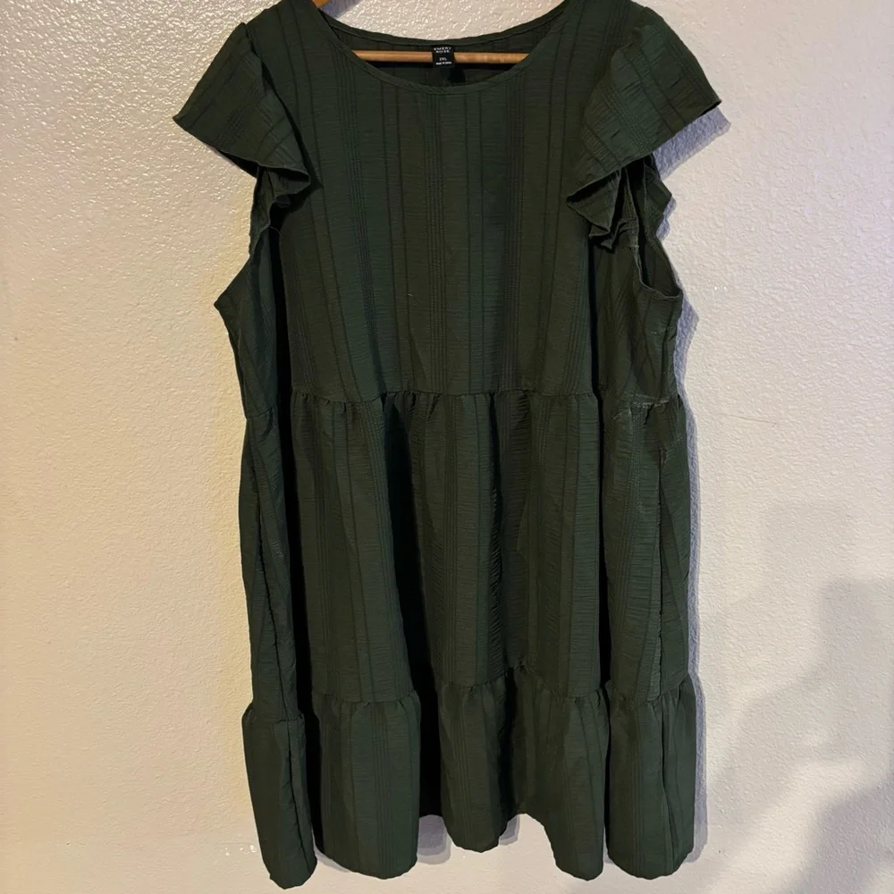 Green Ruffle Sleeve Dress - Picture 1 of 6